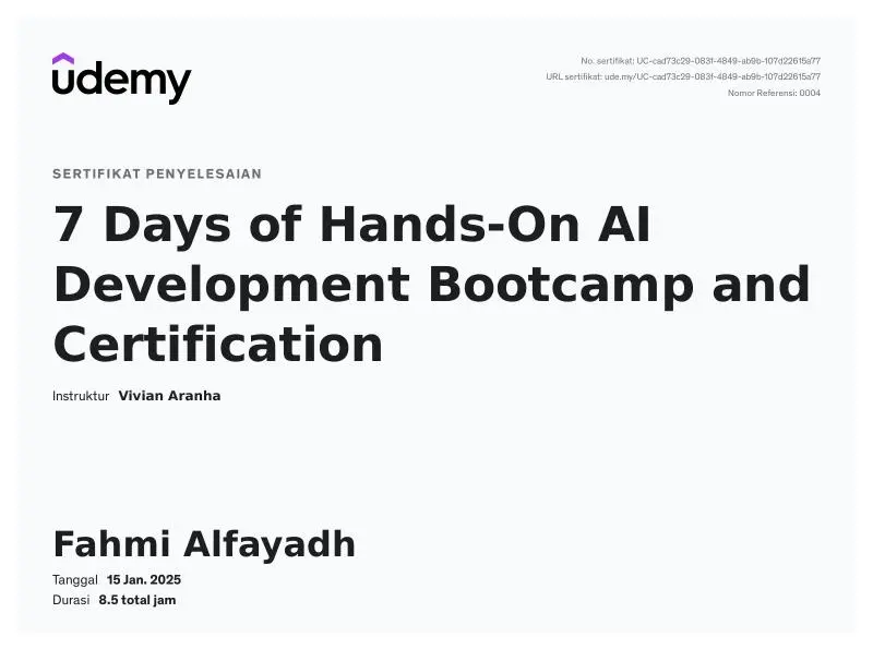 AI Development Certificate